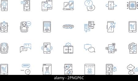 Cloud computing line icons collection. Virtualization, Automation, Scalability, Agility, Flexibility, Mobility, Integration vector and linear Stock Vector
