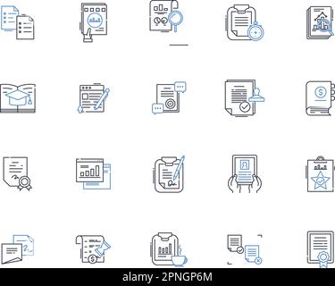 Notations line icons collection. Symbol, Annotation, Mark, Indicator, Glyph, Code, Emblem vector and linear illustration. Character,Sign,Trace outline Stock Vector