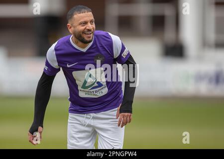 Man like hacks during a Celebrity Football Match at Edgar Street Football Stadium in Hereford. Stock Photo