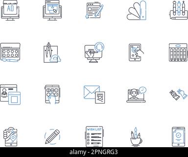 Engineer line icons collection. Innovation, Design, Analyze, Transform, Precision, Solidworks, Programming vector and linear illustration. CAD Stock Vector