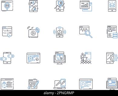 Digital line icons collection. Technology, Innovation, Internet, Online, Nerk, Data, E-commerce vector and linear illustration. Mobile,Social Stock Vector