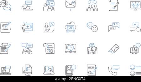 Dialoguing line icons collection. Communicating, Conversing, Discussing, Interacting, Exchanging, Sharing, Engaging vector and linear illustration Stock Vector