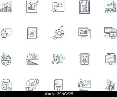 Graphic representation line icons collection. Visualization, Diagram, Infographic, Chart, Illustration, Graph, Display vector and linear illustration Stock Vector