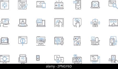 Workplace application line icons collection. Efficiency, Productivity, Collaboration, Streamlining, Communication, Innovation, Automation vector and Stock Vector