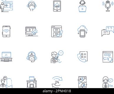 Projector line icons collection. Projection, Display, Light, Cinema, Screen, Movie, Entertainment vector and linear illustration. Lens,Film,Theatre Stock Vector