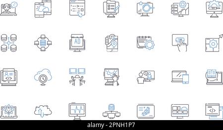 Computer science line icons collection. Algorithm, Database, Binary, Programming, Syntax, Storage, Nerk vector and linear illustration. Operating Stock Vector
