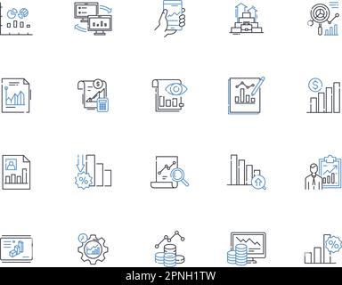 Numeric Data line icons collection. Statistics, Quantitative, Analytics, Digits, Metrics, Precision, Analysis vector and linear illustration Stock Vector