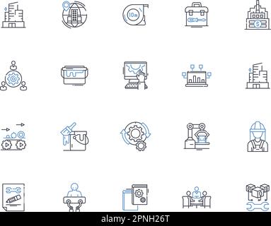 Assembly line icons collection. Collaboration, Construction ...