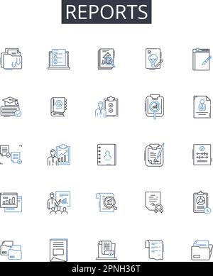 Reports line icons collection. Records, Files, Documents, Accounts ...