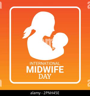 International Midwife Day. Greeting card with Midwife and baby. Vector illustration Stock Vector