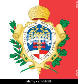 City of Pesaro coat of arms on the flag, Marche region, Italy, vector illustration Stock Vector