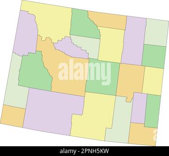 Wyoming - Highly detailed editable political map. Stock Vector
