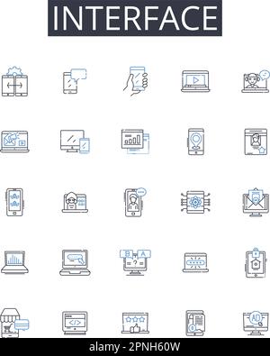 Linking platform line icons collection. Connectivity, Integration ...