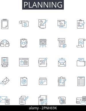 Drawing up plans line icons collection. Blueprint, Schematic, Design ...