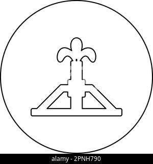 Oil derrick rig gusher icon in circle round black color vector illustration image outline contour line thin style simple Stock Vector
