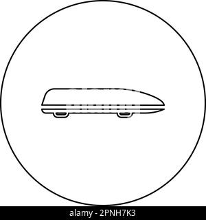 Car box auto roof carrier load trunk cargo roofbox icon in circle round black color vector illustration image outline contour line thin style simple Stock Vector