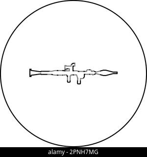 Grenade launcher military weapon army icon in circle round black color vector illustration image outline contour line thin style simple Stock Vector