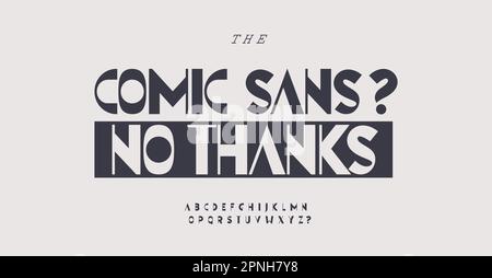 Fun modernist alphabet, cartoon sans serif letters, modernism font for unique logo, eye-catching headline, contrast typography, vintage old Stock Vector