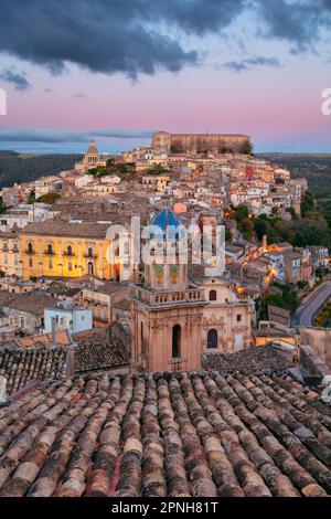 Ragusa Ibla, Sicily, Italy. Cityscape image of historical town Ragusa Isla, Sicily at sunset. Stock Photo