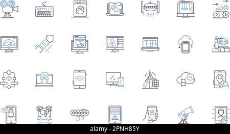 Cognitive computing line icons collection. Artificial, Intelligence, Learning, Perception, Reasoning, Data, Analytics vector and linear illustration Stock Vector