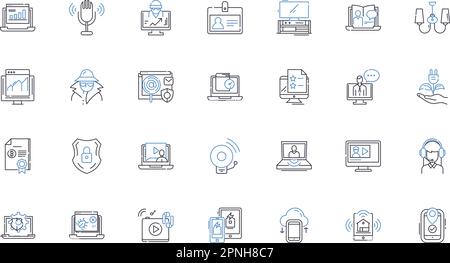 Robotic technology line icons collection. Automation, Artificial intelligence, Robotics, Assembly, Precision, Mechanics, Kinematics vector and linear Stock Vector