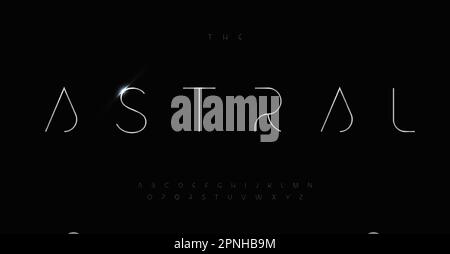 Astral space alphabet, innovative progressive sans serif letters, elegant futuristic font for sci-fi and hi-tech modern logo, title, headline Stock Vector