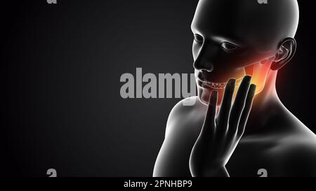 Human having pain in Jaw Stock Photo