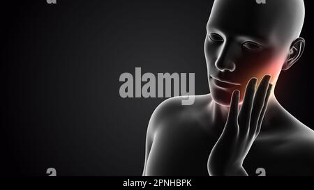 Human having pain in Jaw Stock Photo