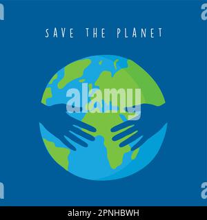 human hands hug the world save the planet concept Stock Vector