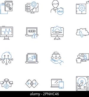 Nerking systems line icons collection. Automation, Efficiency, Nerking, Monitoring, Control, Integration, Optimization vector and linear illustration Stock Vector