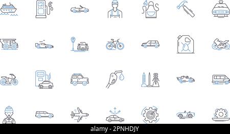Railway transportation line icons collection. Train, Track, Station, Schedule, Platform, Conductor, Ticket vector and linear illustration. Locomotive Stock Vector
