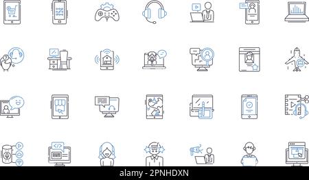 Decision trees line icons collection. Algorithm, Categorical, Classifier, Computation, Confusion, Criteria, Debugging vector and linear illustration Stock Vector
