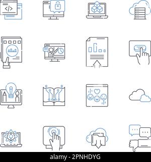 Mobile applications line icons collection. Efficiency, Innovation, Accessibility, Convenience, Speed, Integration, Personalization vector and linear Stock Vector