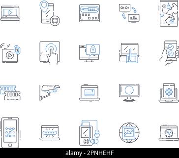 Cloud security line icons collection. Encryption, Firewall, Vulnerability, Authentication, Compliance, Patching, Intrusion vector and linear Stock Vector
