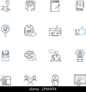 Organizational behavior line icons collection. Motivation, Leadership, Culture, Communication, Conflict, Empathy, Diversity vector and linear Stock Vector