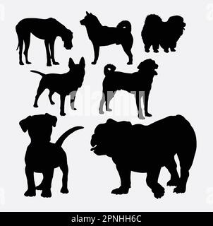 Dog pet shop symbol silhouette. Good use for symbol, logo, web icon, mascot, game elements, or any design you want Stock Vector