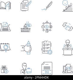 Cash flow management line icons collection. Budgeting, Forecasting, Liquidity, Revenue, Expenditure, Profitability, Debt vector and linear Stock Vector