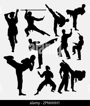 Karate fight martial art. Male and female. Good use for symbol, logo, web icon, mascot, game elements, or any design you want. Easy to use, edit, or c Stock Vector