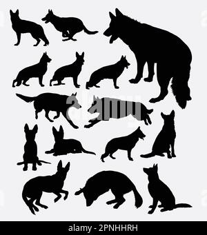 German shepherd pet dog silhouette. Good use for symbol, web icon, logo, mascot, sticker, sign, or any design you want. Easy to use. Stock Vector