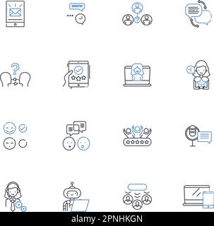 Sharing thoughts line icons collection. Dialogue, Reflection, Ideas, Communication, Insight, Discussion, Debate vector and linear illustration Stock Vector
