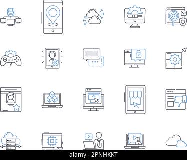 router line icons collection. Nerking, Wireless, LAN, Ethernet, Modem, Internet, Signal vector and linear illustration. Bandwidth,Connectivity Stock Vector