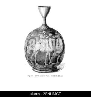 Greek painted Vase from the book Collections towards a history of pottery and porcelain, in the 15th, 16th, 17th, and 18th centuries : with a description of the manufacture, a glossary, and a list of monograms by Joseph Marryat,  Publisher London : J. Murray 1850 Stock Photo