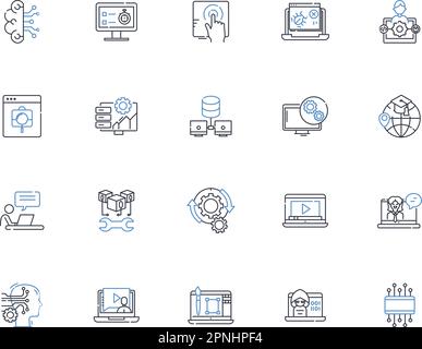 Search optimization line icons collection. SEO, Keywords, Ranking, Traffic, Crawlability, Indexability, Metadata vector and linear illustration Stock Vector