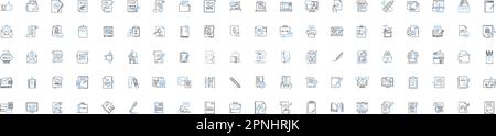 Proofreading line icons collection. Editing, Revision, Accuracy, Precision, Grammar, Typing, Spelling vector and linear illustration. Fix,Correct Stock Vector