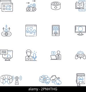 Data technology line icons collection. Analytics, Big data, Cloud, Computation, Cybersecurity, Data-driven, Database vector and linear illustration Stock Vector