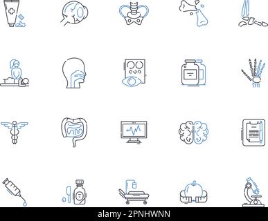 Epidemiology line icons collection. Outbreak, Disease, Infection, Transmission, Surveillance, Control, Prevention vector and linear illustration Stock Vector