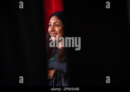 New Delhi, India. 19th Apr, 2023. Indian Actress Deepti Naval attends a Press meet on her upcoming movie Mother Teresa and Me, New Delhi. (Photo by Pradeep Gaur/SOPA Images/Sipa USA) Credit: Sipa USA/Alamy Live News Stock Photo