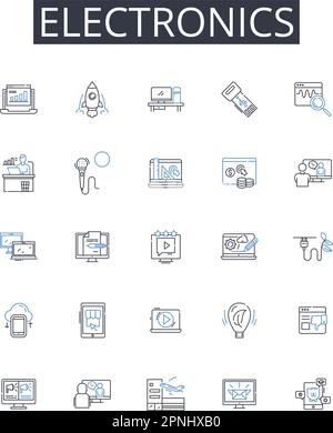 Electronics line icons collection. Technology, Gadgets, Devices, Robotics, Innovation, Automation, Computers vector and linear illustration. Hardware Stock Vector
