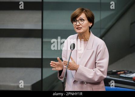 Berlin, Deutschland. 19th Apr, 2023. Bettina Stark-Watzinger, Federal Minister of Education and Research, taken during a government survey in the German Bundestag in Berlin. 04/19/2023. Credit: dpa/Alamy Live News Stock Photo