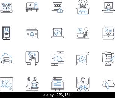 Synchronization Icon linear vector graphics sign or symbol set for web ...